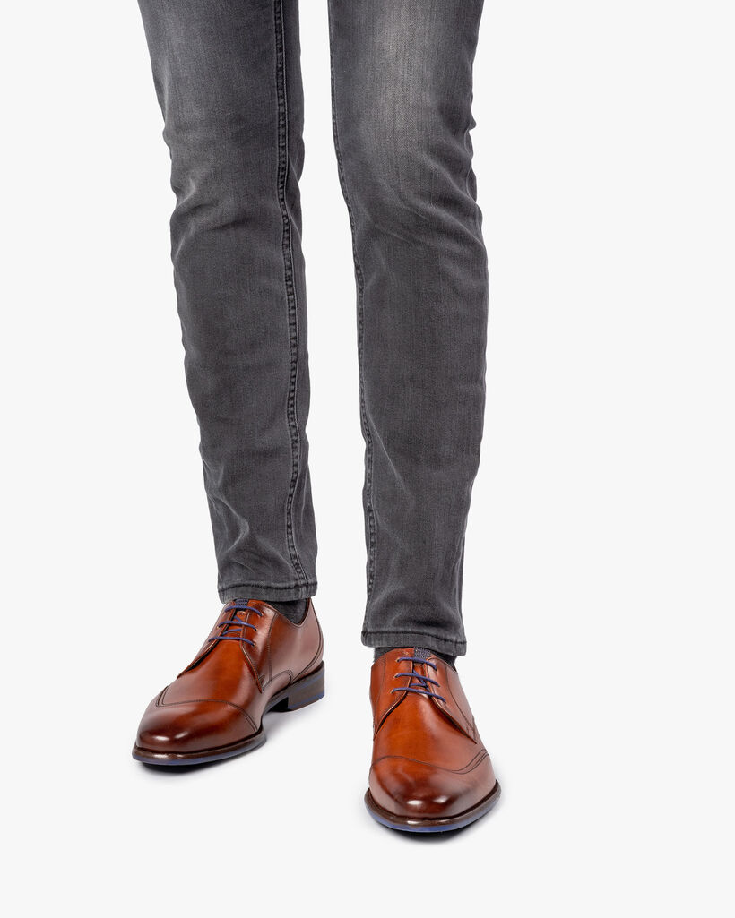 Veterschoen cognac kalfsleer