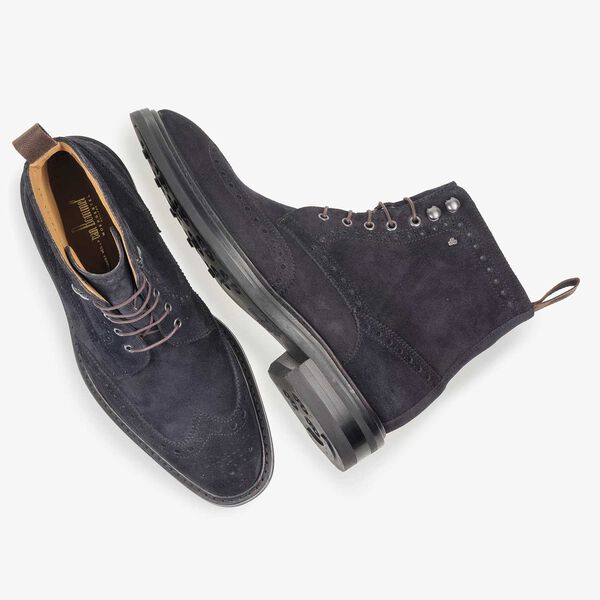 Blauwe su&egrave;de brogue veterboot