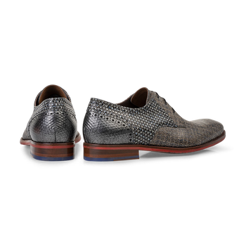 Lace shoe printed leather taupe