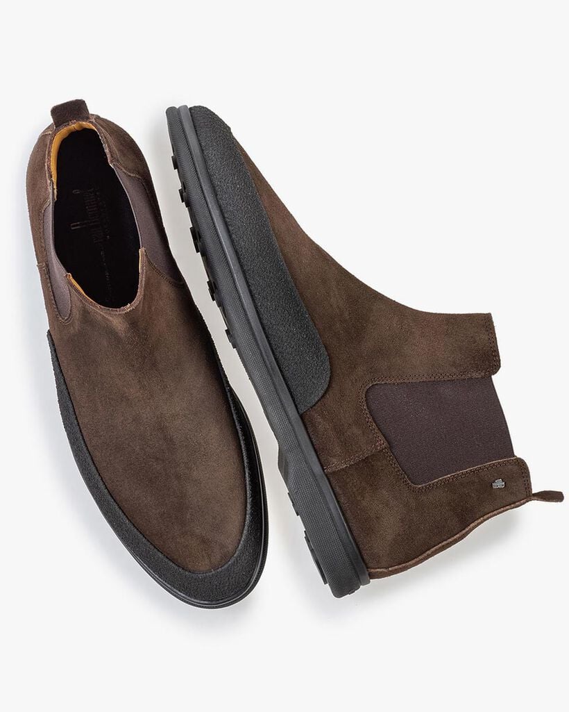 Su&egrave;de chelsea boot donkerbruin