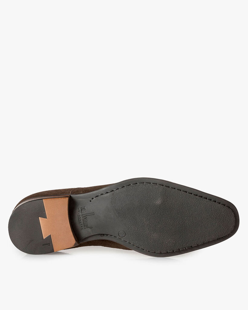 Donkerbruine su&egrave;de veterboot