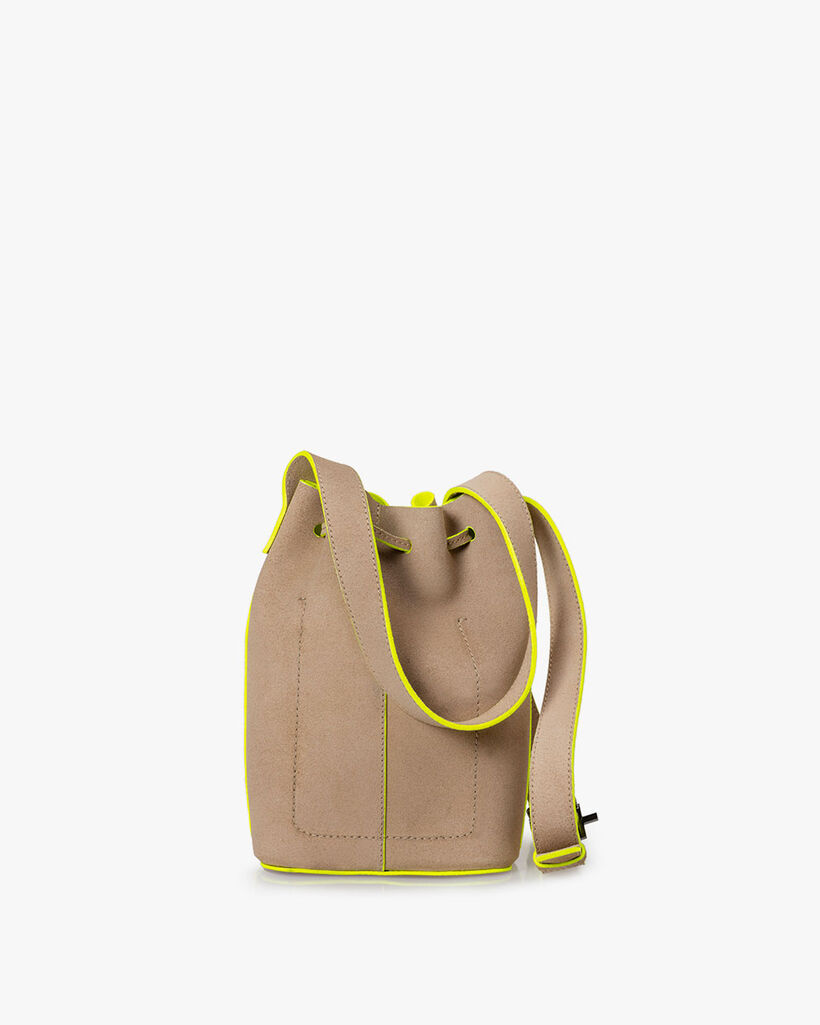 Bucket bag suede leather beige