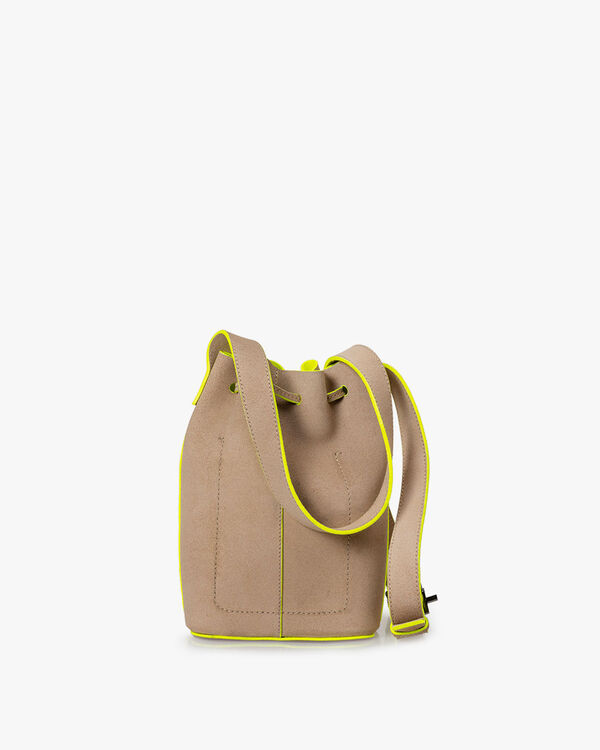 Bucket bag suede leather beige