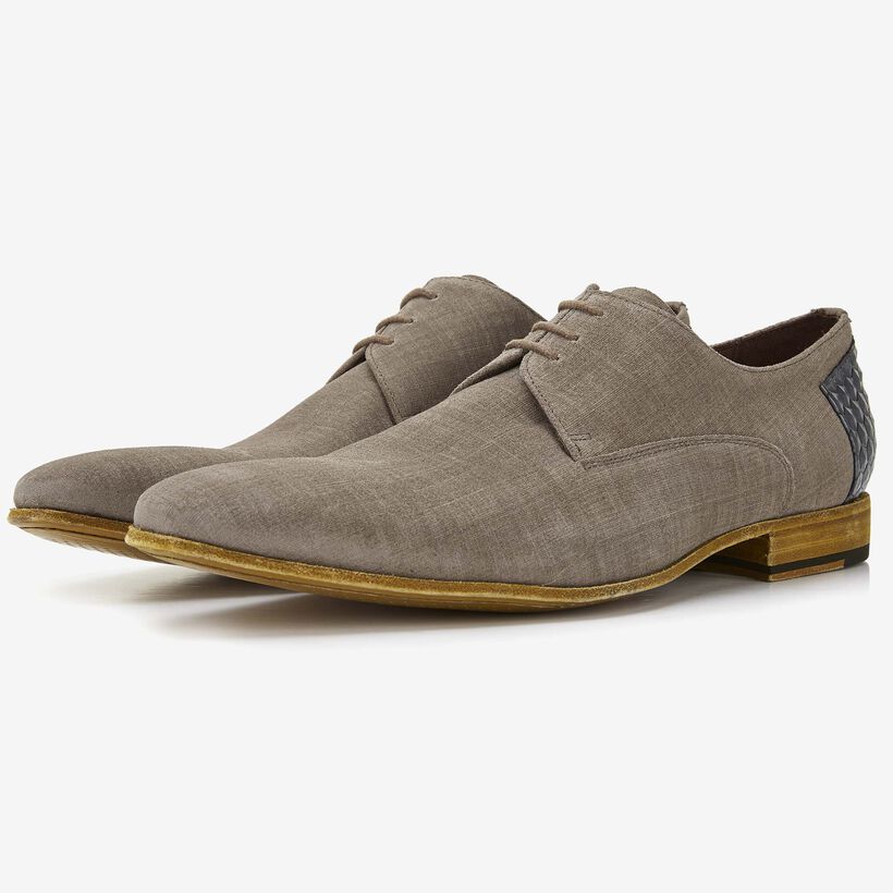 Floris van Bommel men's lace-up shoe in taupe suede