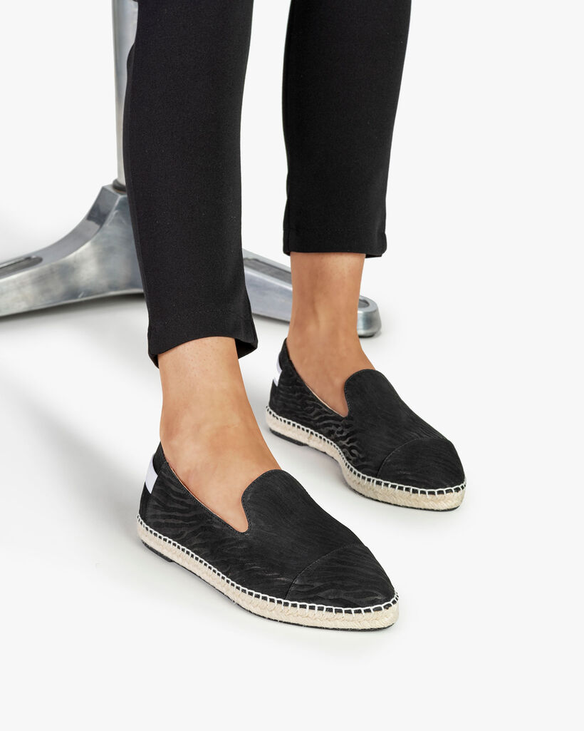 Espadrille geprint leer zwart
