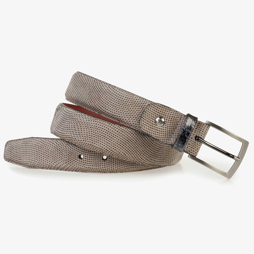 Light taupe-colored rough suede leather belt