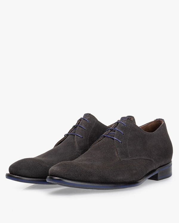 Lace shoe suede dark grey