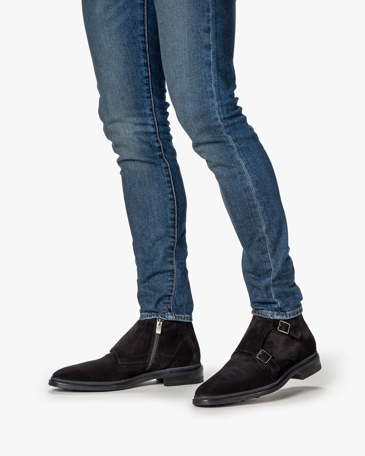 Gespschoen suède zwart SFM-30004-10-02 | Floris van Bommel®