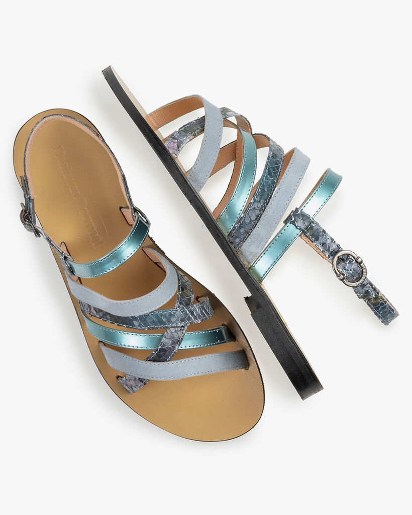 Sandal printed leather blue
