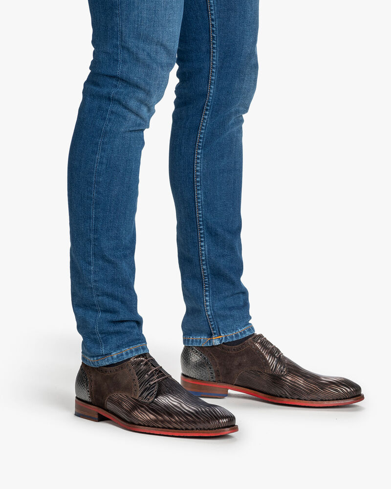 Veterschoen metallicprint brons