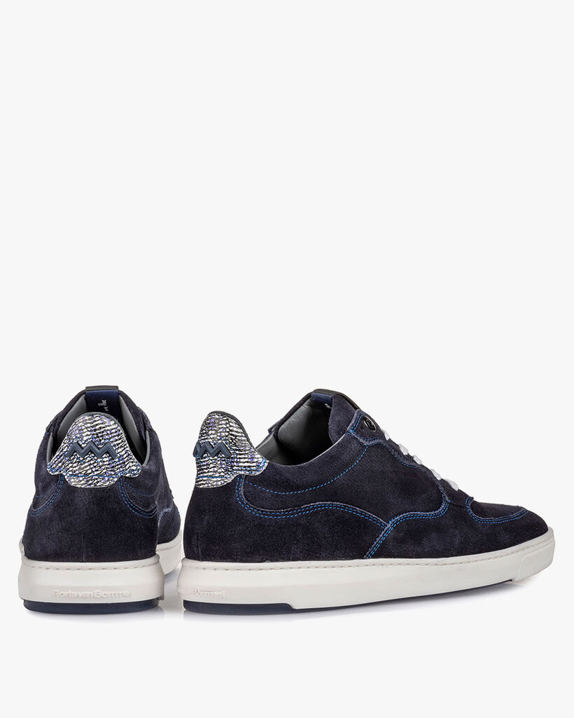 Sneaker printed suede leather blue