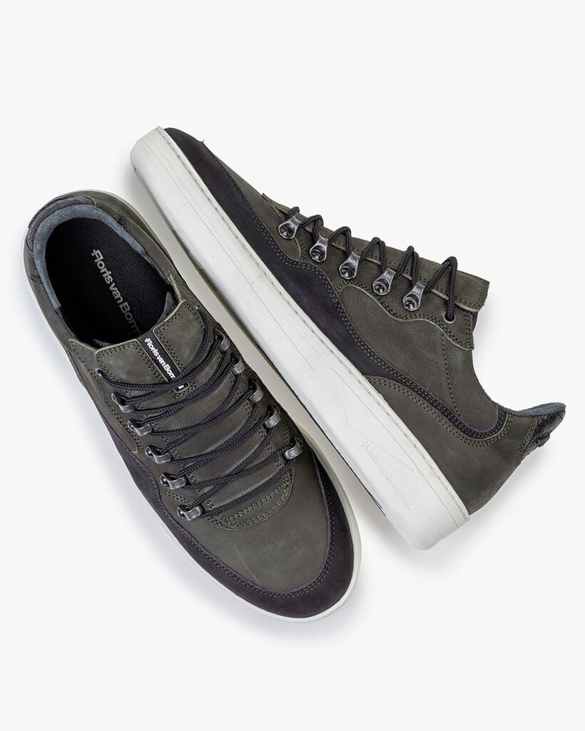 Sneaker nubuck leather dark green