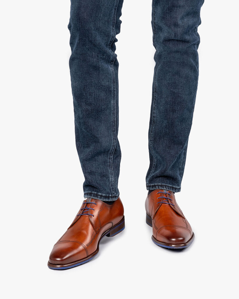 Veterschoen kalfsleer cognac
