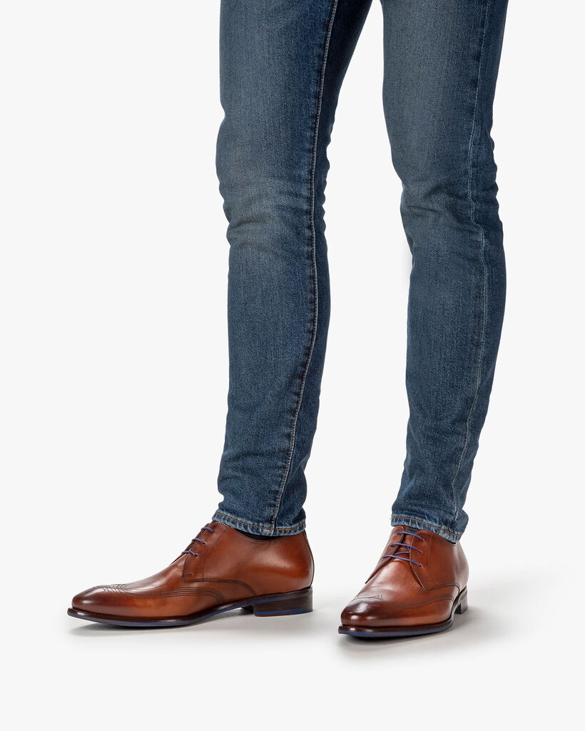 Veterschoen kalfsleer cognac