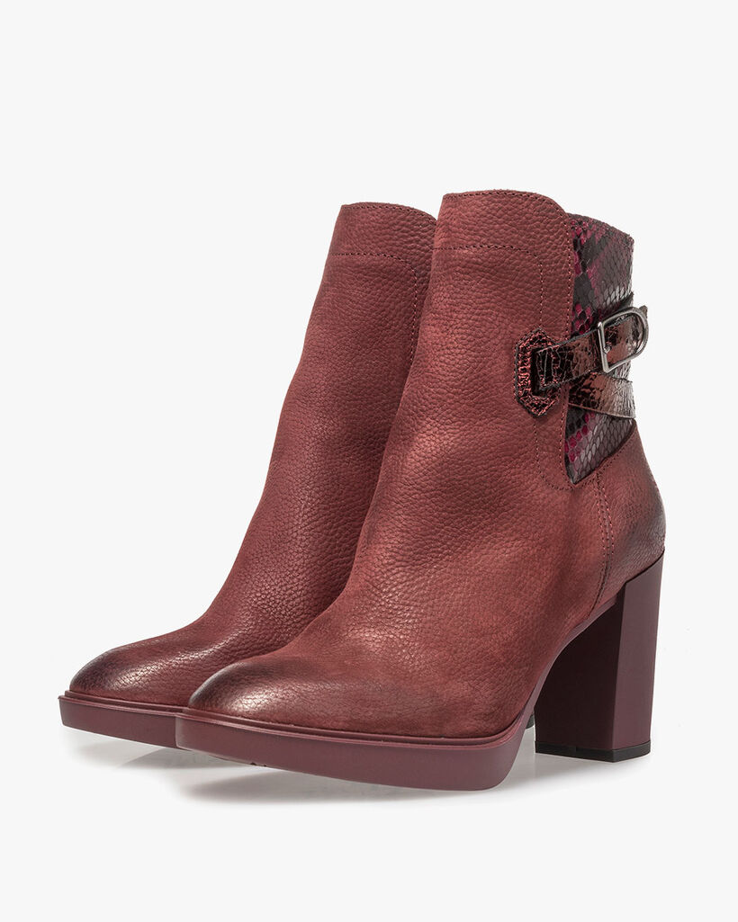 Red nubuck leather ankle boots