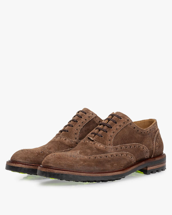Lace shoe suede cognac