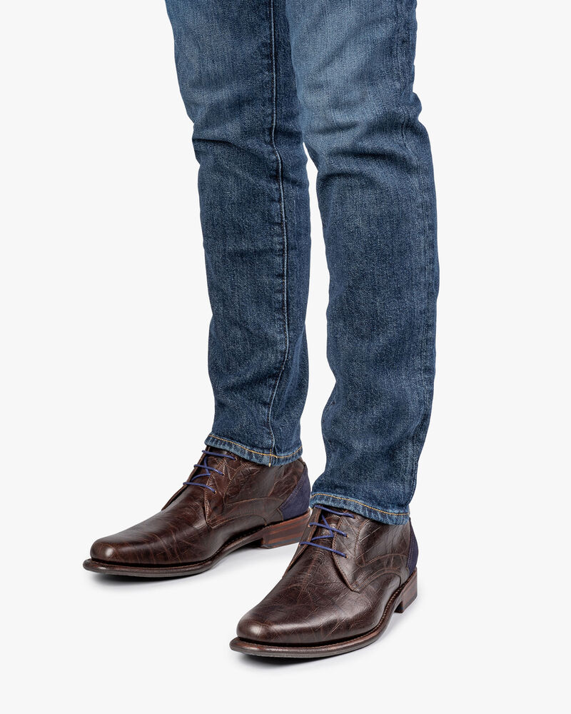 Veterboot crocoprint bruin