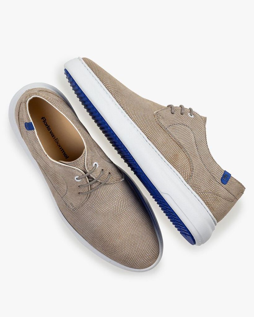 Sneaker printed suede leather sand-coloured