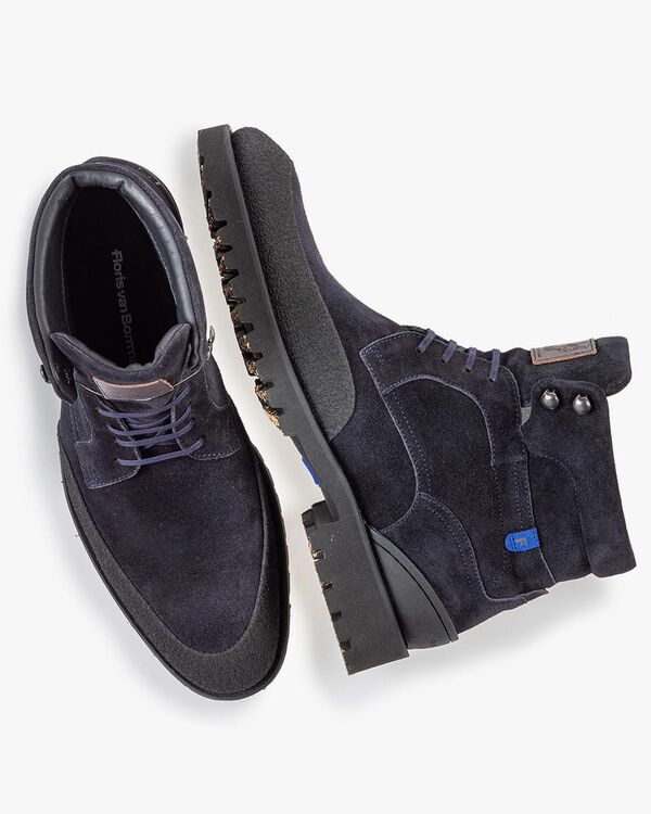Lace boot blue suede leather