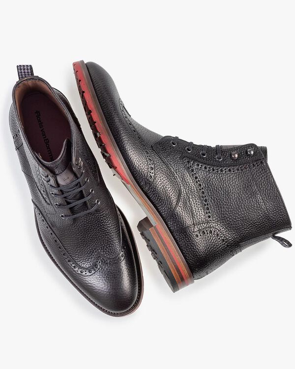 Leren brogue veterboot zwart