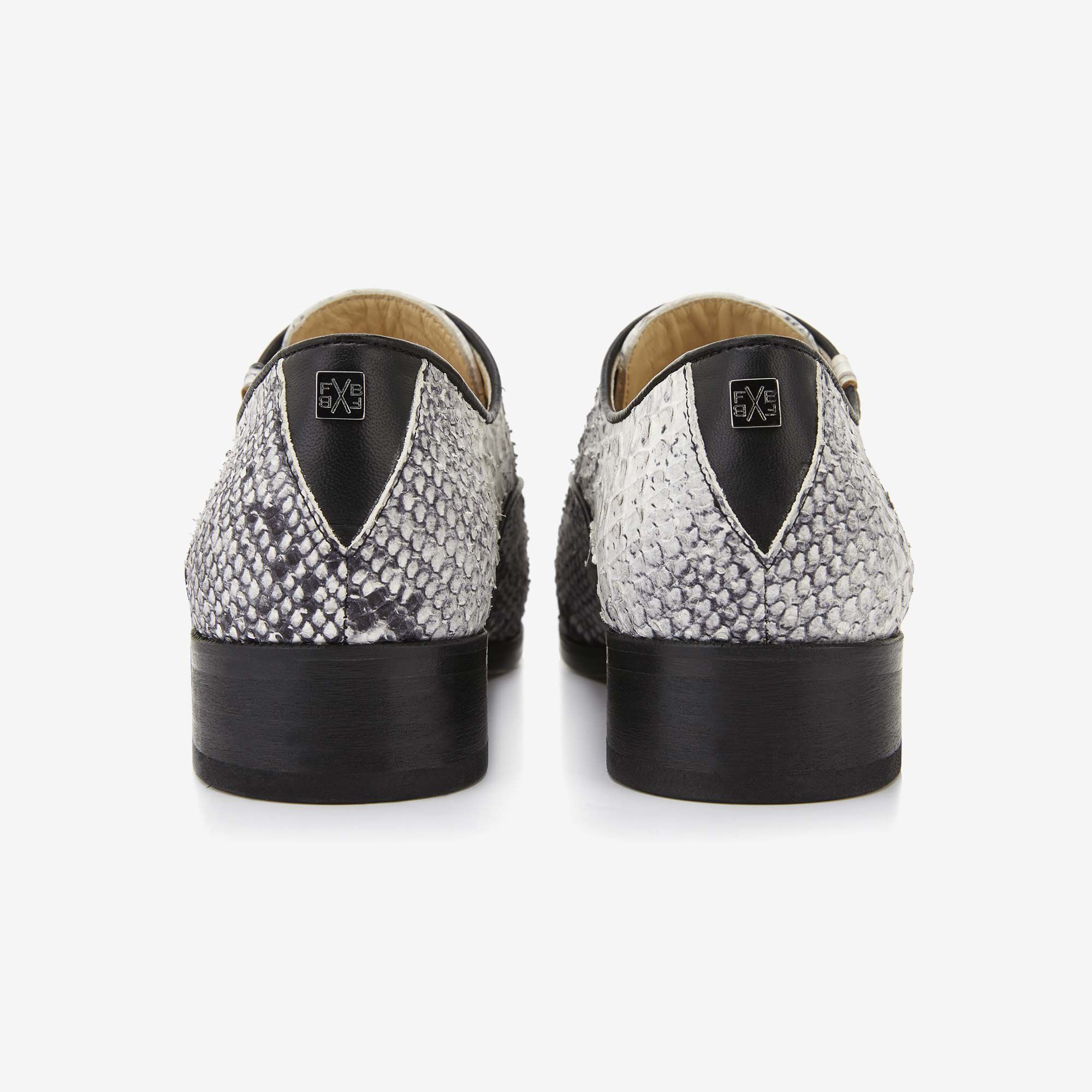 Grey snake print women s lace up shoe 85073 02 Floris van Bommel
