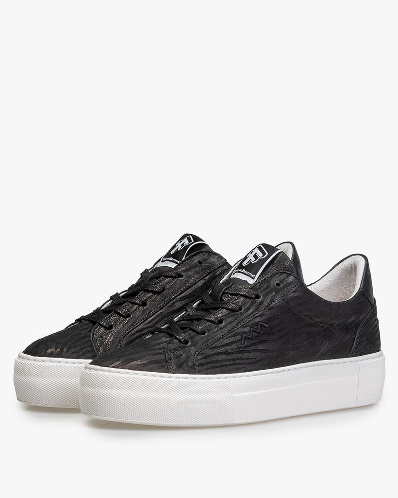 Sneaker geprint leer zwart