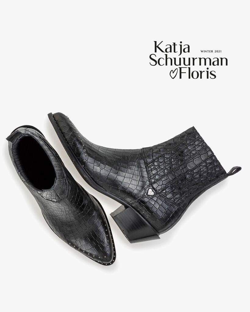 Chelsea boot reptielenprint zwart