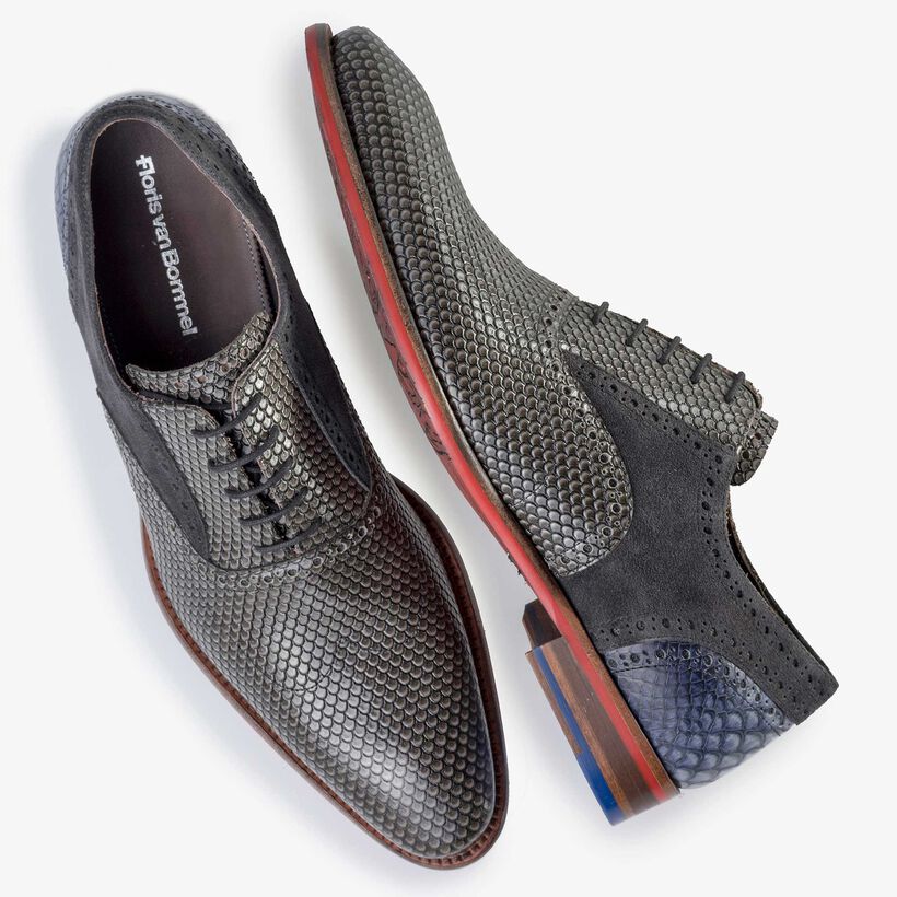 Floris van Bommel men's grey leather lace shoe