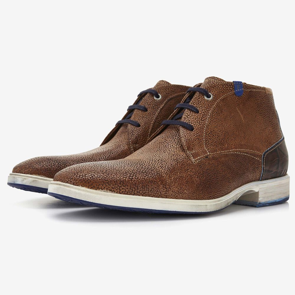 Floris van Bommel cognac leren heren veterboot