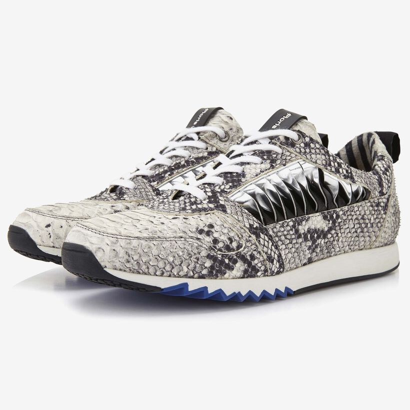 Floris van Bommel grijze snakeprint dames sneaker