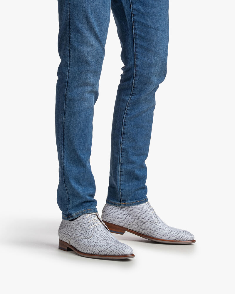 Lakleren veterschoen met crocoprint