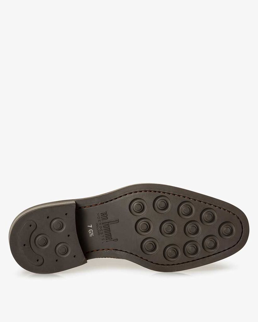 Lace shoe printed leather cognac-coloured