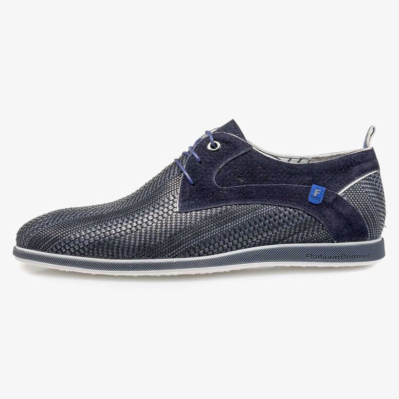 Blue braided leather lace shoe