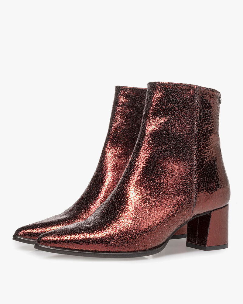 Burgundy red leather ankle boots