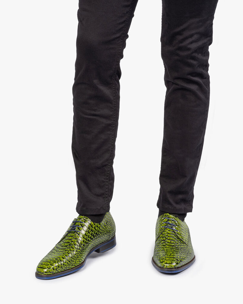 Veterschoen snakeprint donkergeel