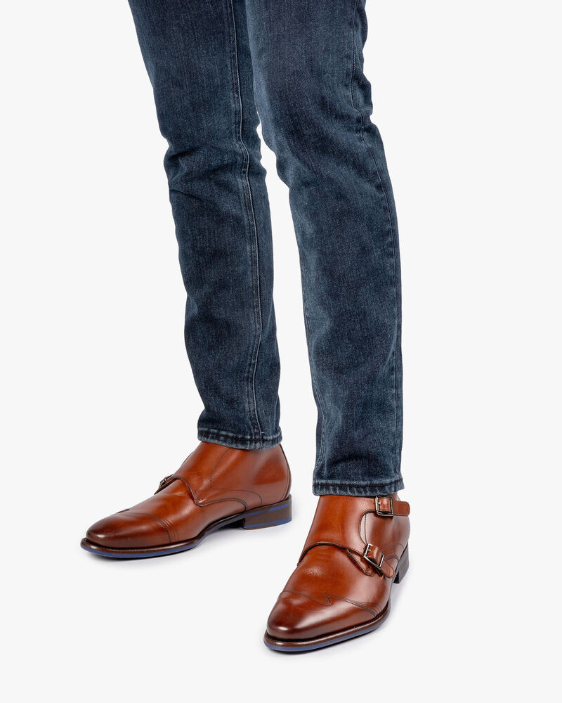 Buckle shoe calf leather cognac