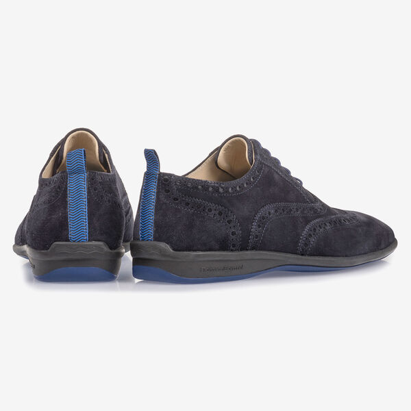 Dark blue suede leather lace shoe