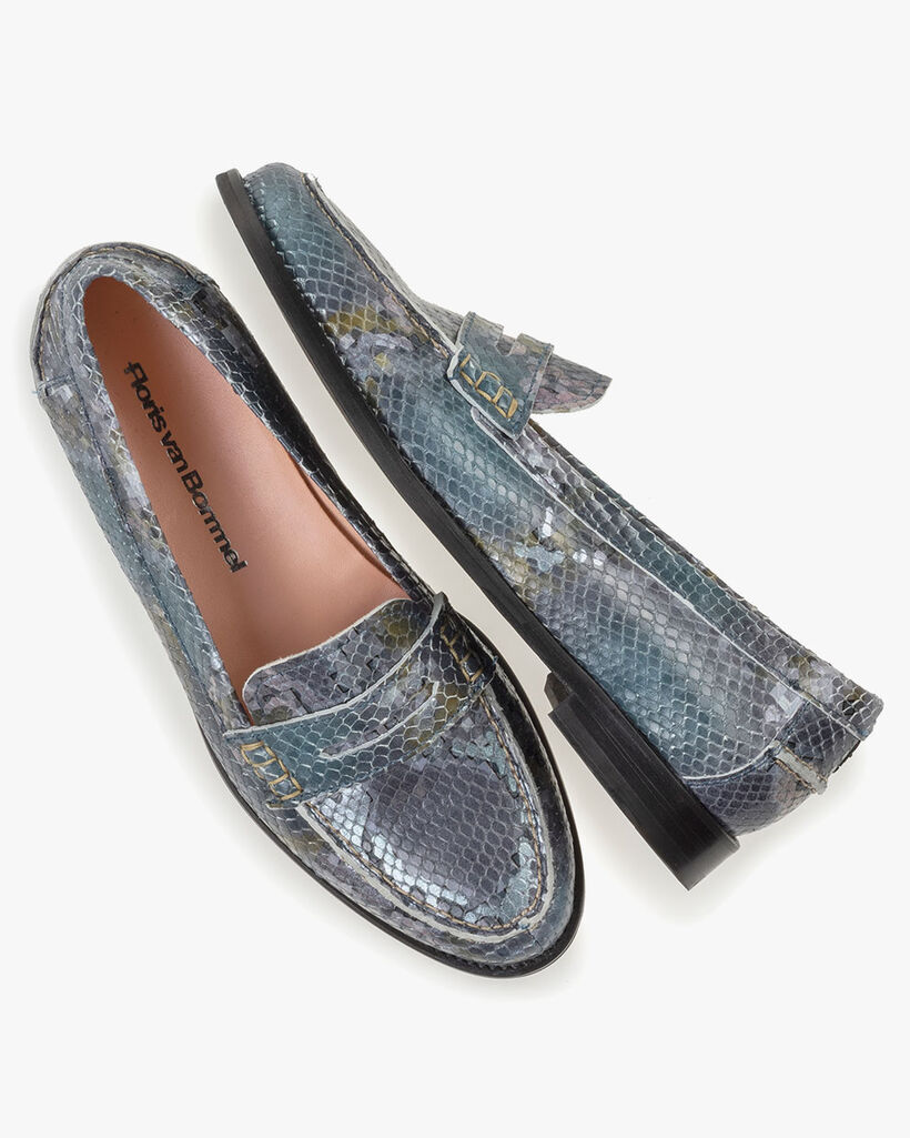 Loafer printed leather blue