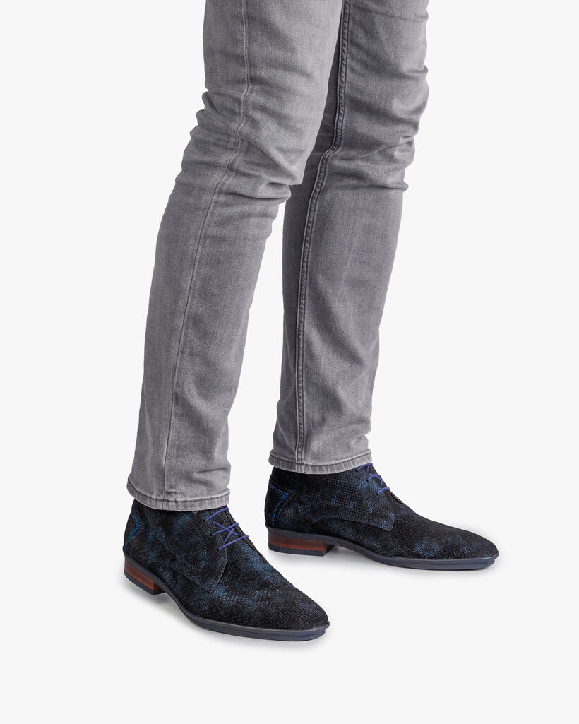 Lace boot blue with print