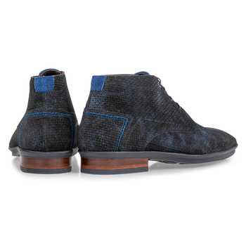 Lace boot blue with print