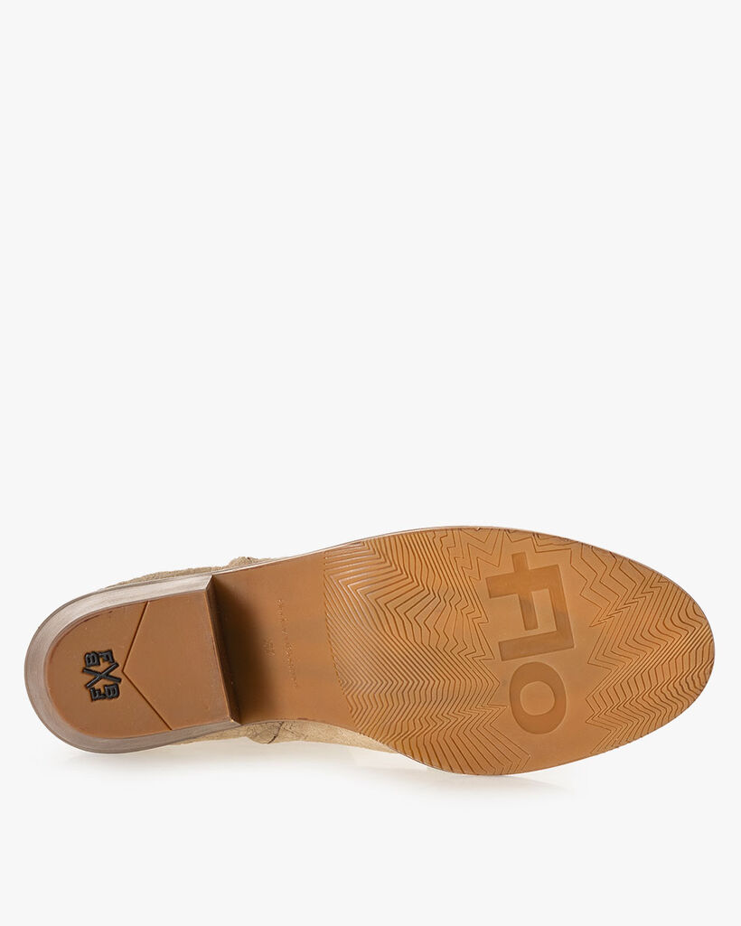 Ankle boot suede leather beige