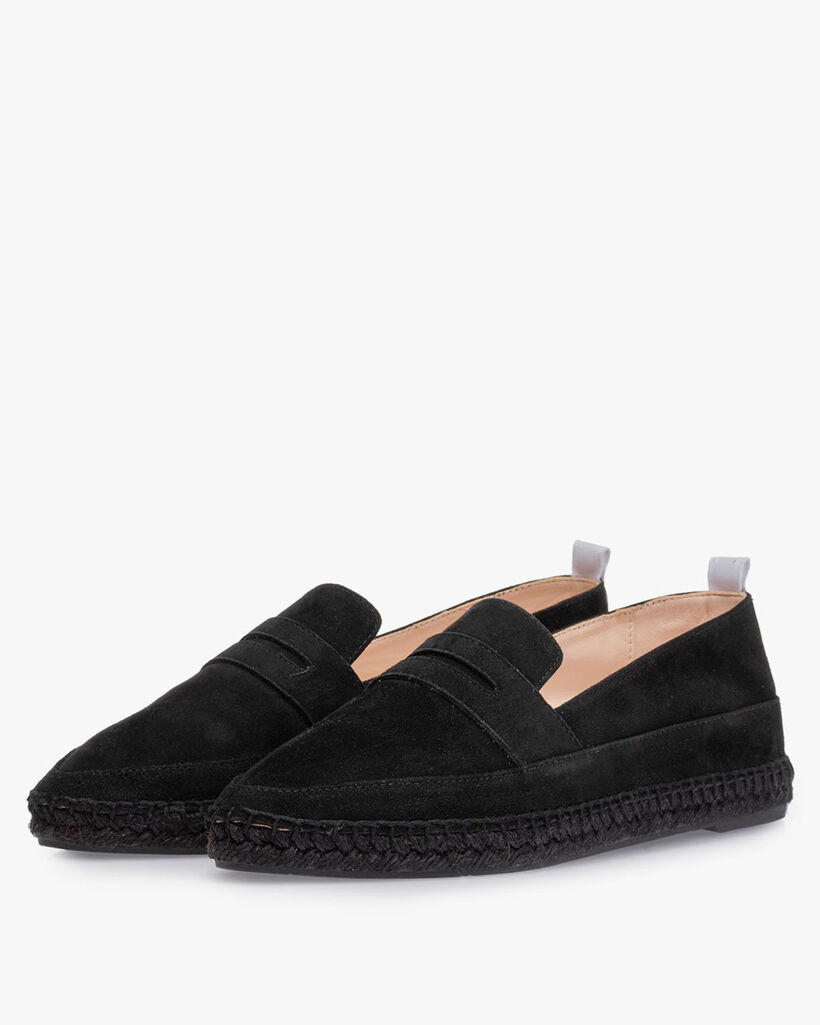 Espadrille su&egrave;de zwart
