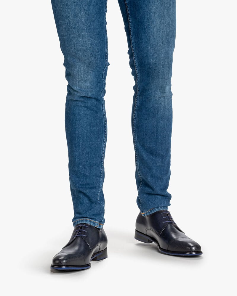 Lace shoe calf leather dark blue