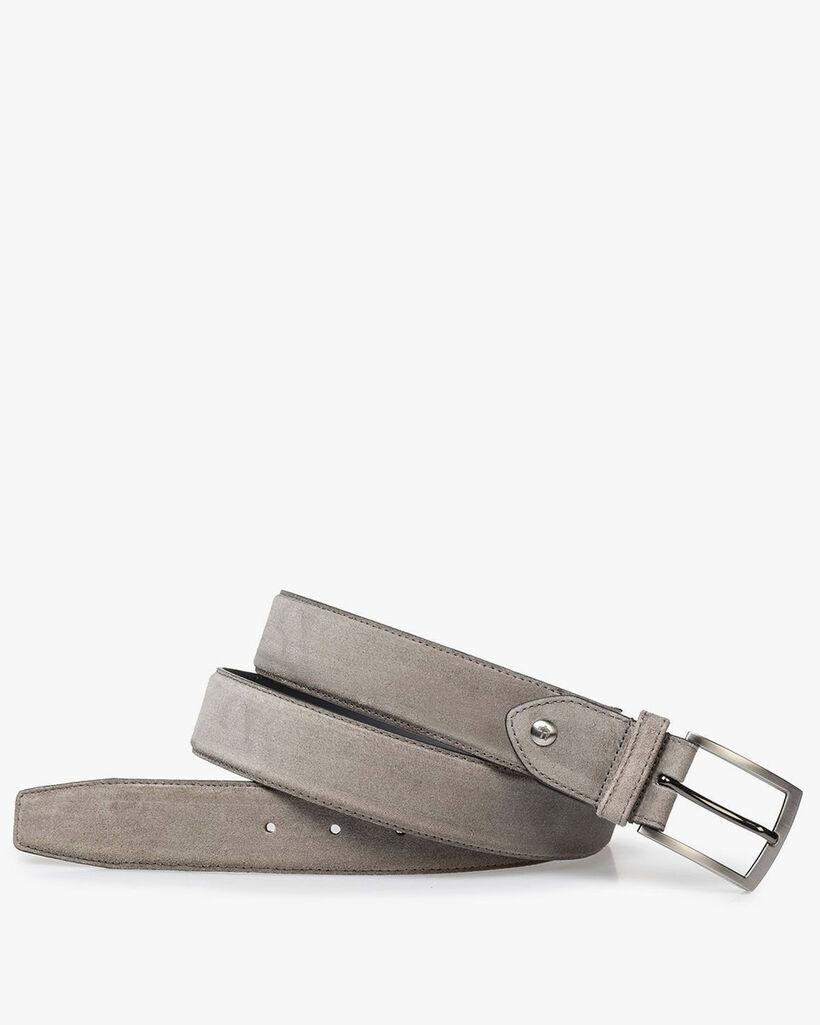 Taupe-colored suede leather belt