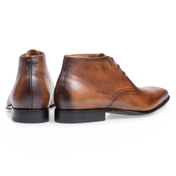 Kalfsleren veterschoen cognac