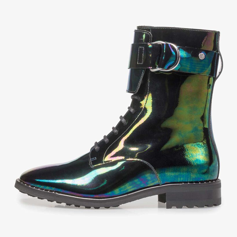 Patent leather lace boot
