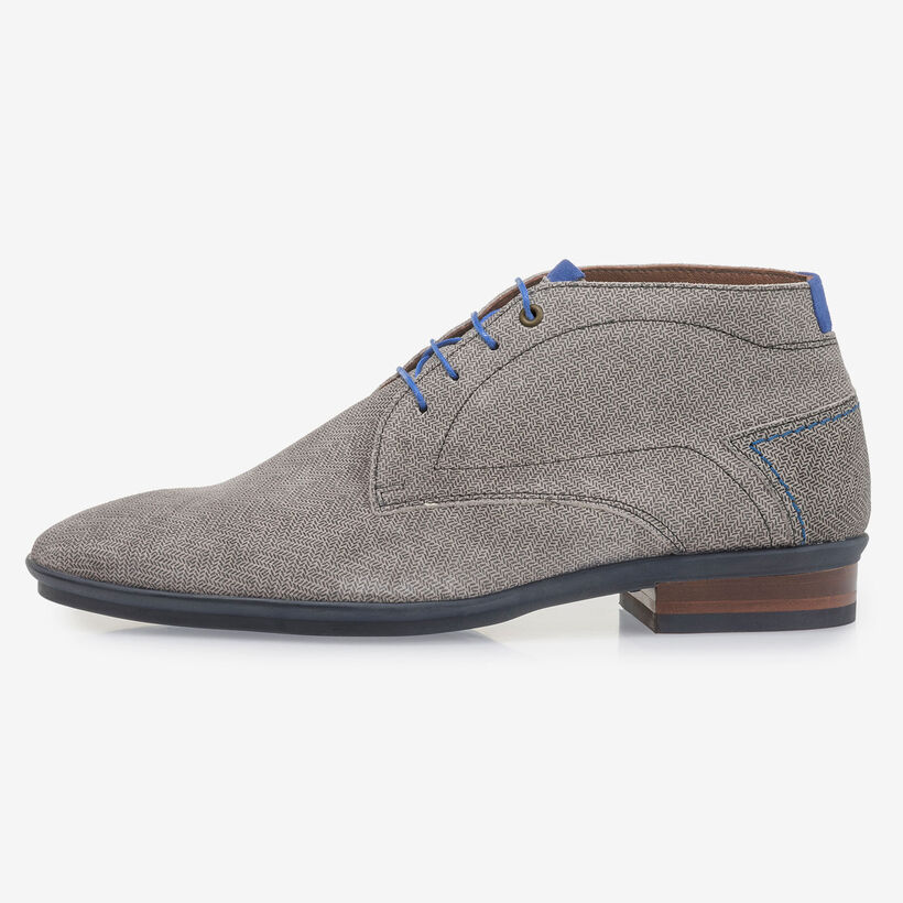 Lichtgrijze su&egrave;de veterboot met print