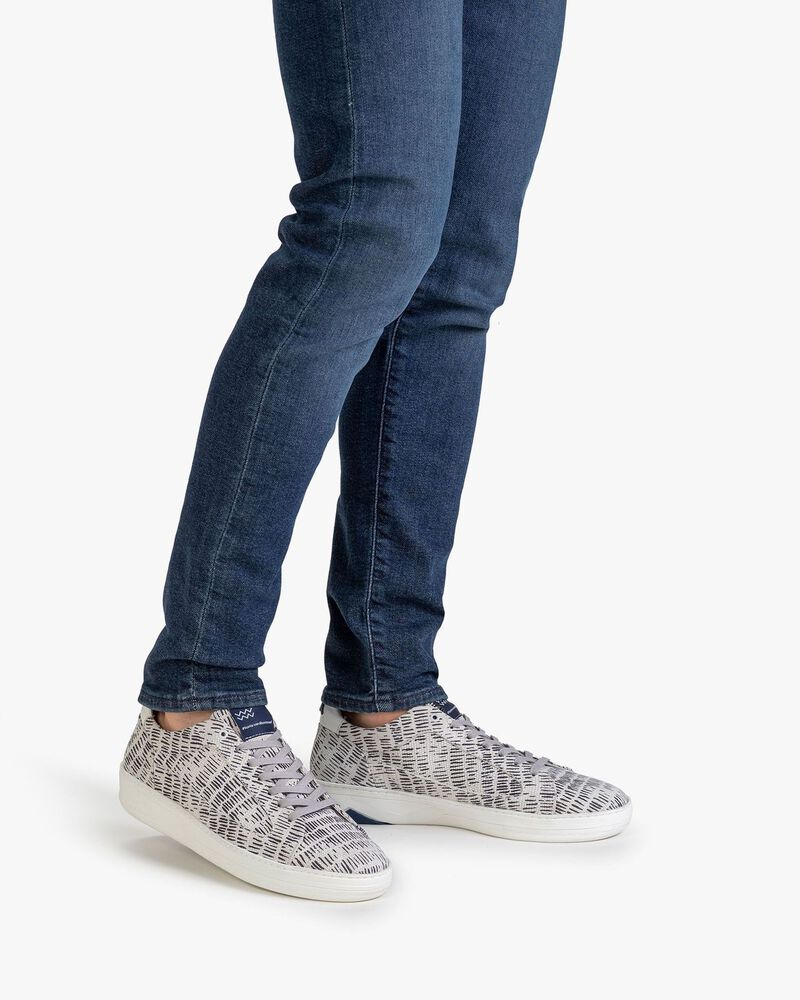 Sneaker nubuckleer zwart/wit