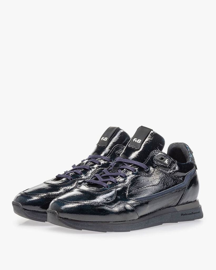 Sneaker blauwe lakleer