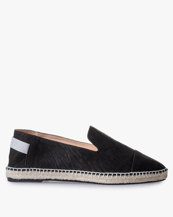 Espadrille geprint leer zwart